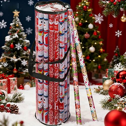 high quality transparent pvc storage box tear resistant and portable design for christmas gift packaging with handle suitable for 39 inch rolls for christmas and holiday gift bags in black