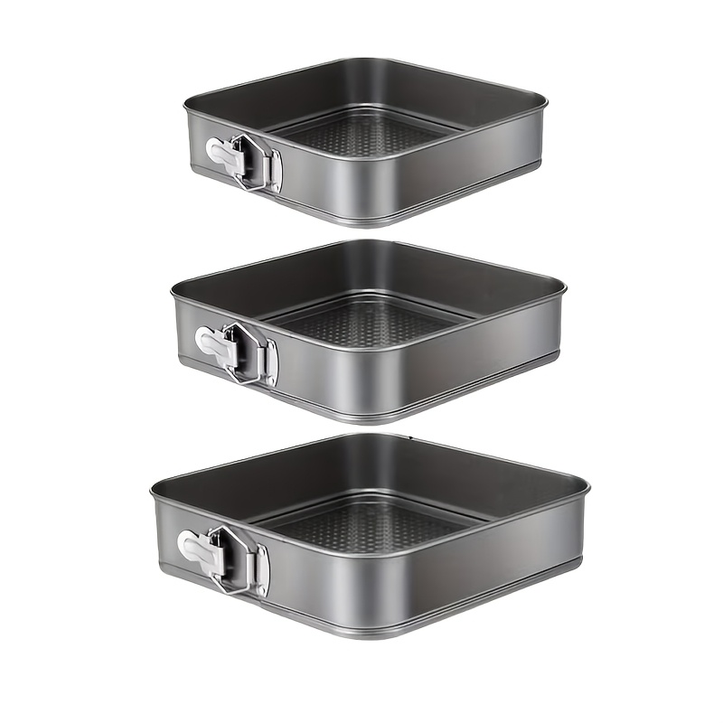 3pcs Square Detachable Bottom Cake Pans | Carbon Steel, Coating, Quick Release, Ideal For Baking Tools For Mother's Day And Father's Day Cake Making