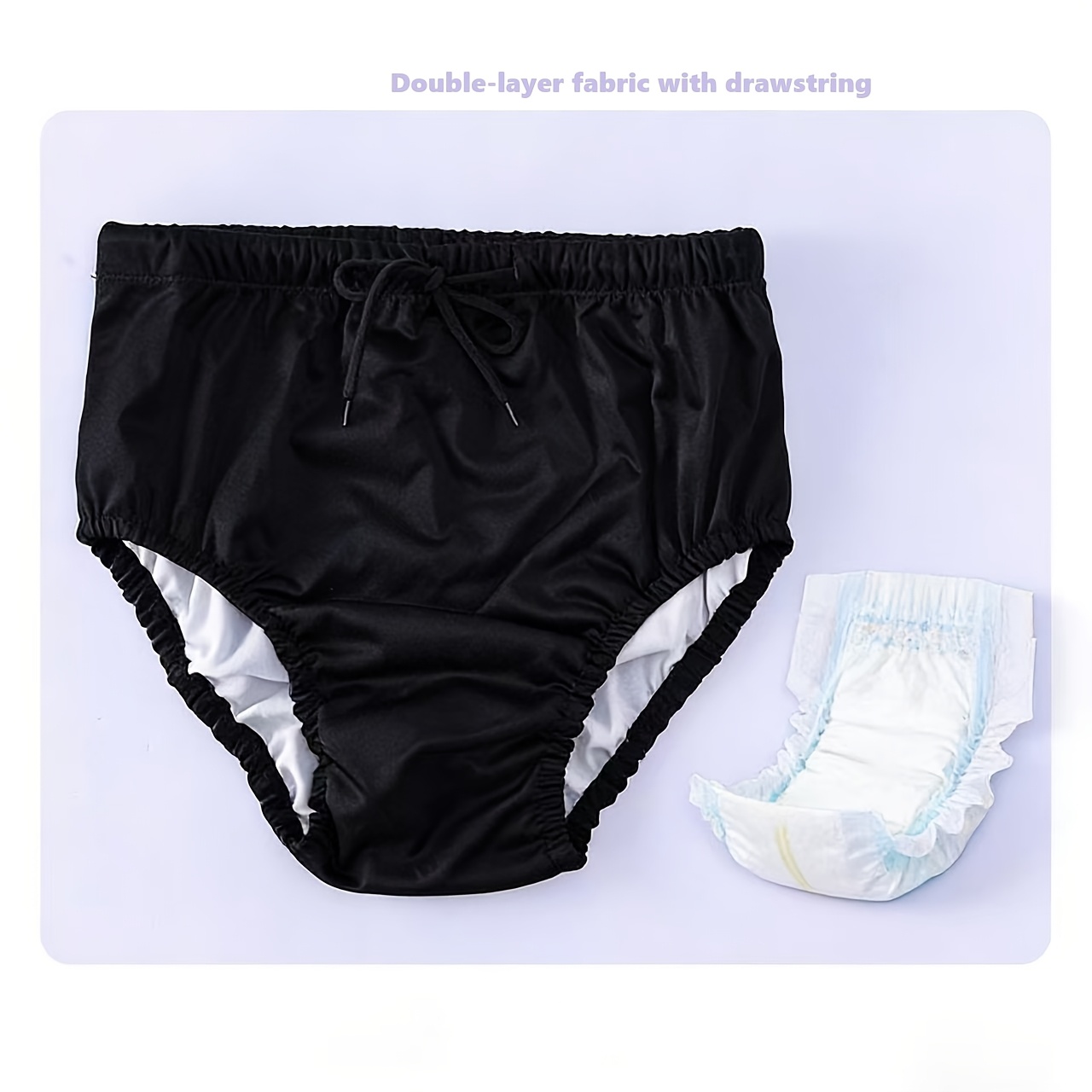 Image of 1pc Double-layer Fabric With Drawstring And Tpu Film Leak-proof Underwear, Machine Washable, Unisex, Period Underwear, Leak-proof And Easy To Clean, Reusable