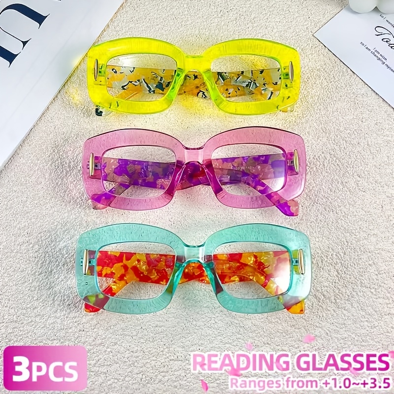 3-Pack Classic Colorful Large-Frame Reading Glasses for Women