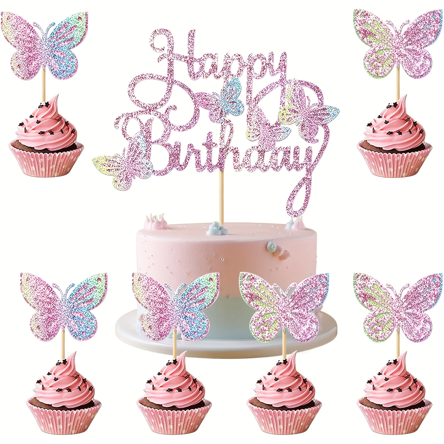 Image of 13pcs Cake Toppers/cupcake Toppers, Colors Suit For Wedding, Birthday, Baby Shower, Anniversary Theme Cupcake Toppers