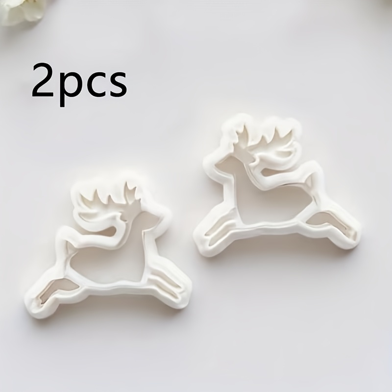 TEMU 2pcs Bohemian Deer Polymer Clay Cutters Suitable For Handmade Jewelry Making, Christmas & Valentine's Deer Shapes With Hollow-out Patterns,