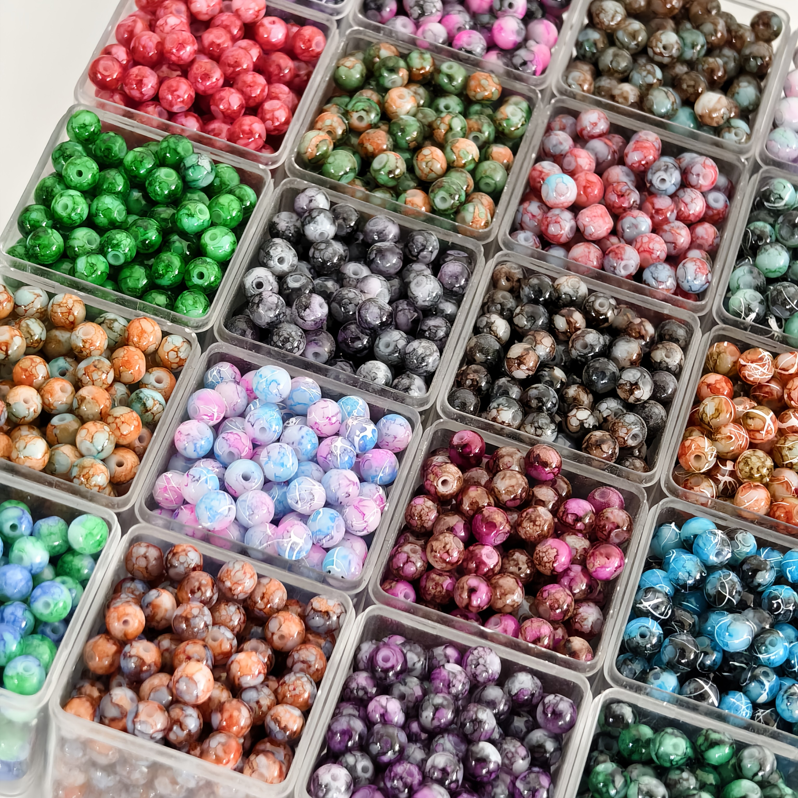 TEMU 136pcs 20 Vibrant Colors 6mm High-quality Gradient Glass Beads - Diy Suitable For Bracelet, Necklace, And Jewelry Making Accessories, Bracelet