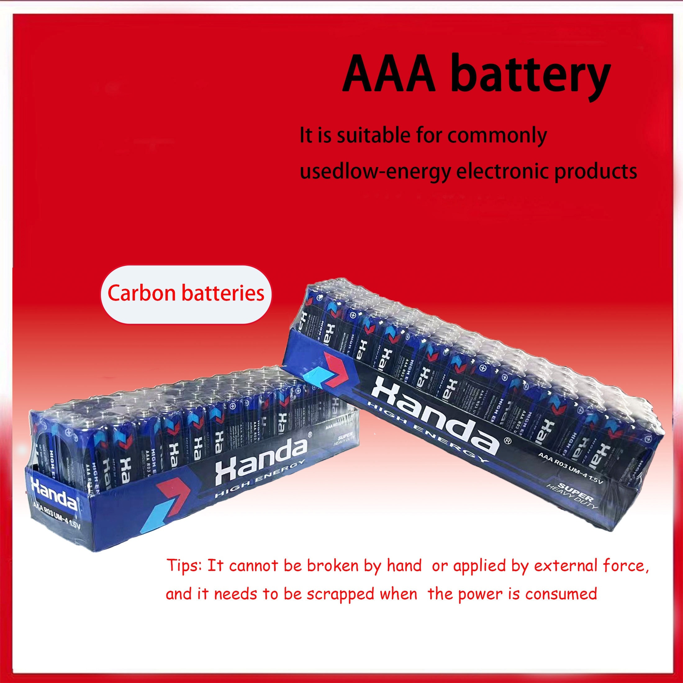 

60pcs Handa Aaa Carbon Batteries, 1.5v - Long- For Low Energy Electronic Products, Safe & , Ideal For Use