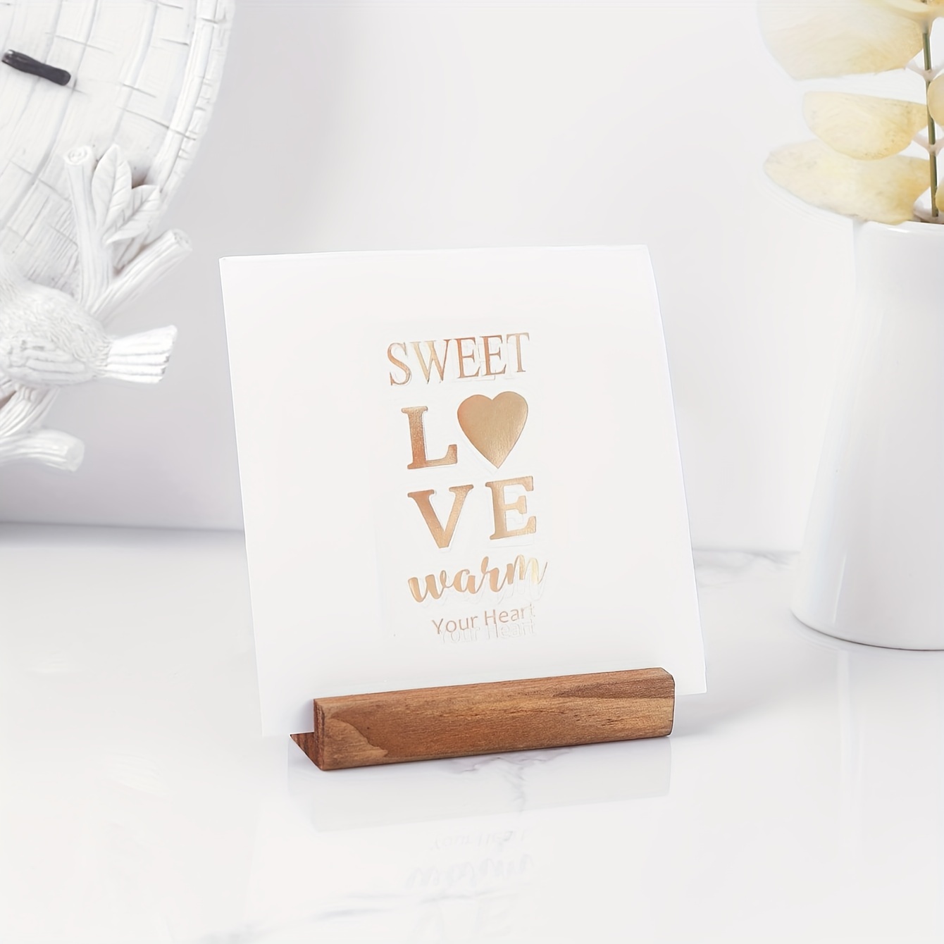 

5-piece Set Elegant Wooden Photo & Card Holders - Versatile Tabletop Display Clips For Weddings, Parties & Home Decor