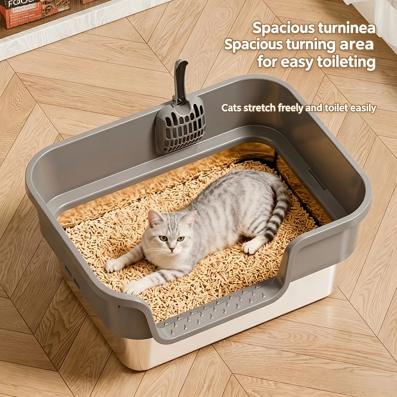 item picture extra large open stainless steel cat litter box anti splash cat waste pan cat toilet supplies set