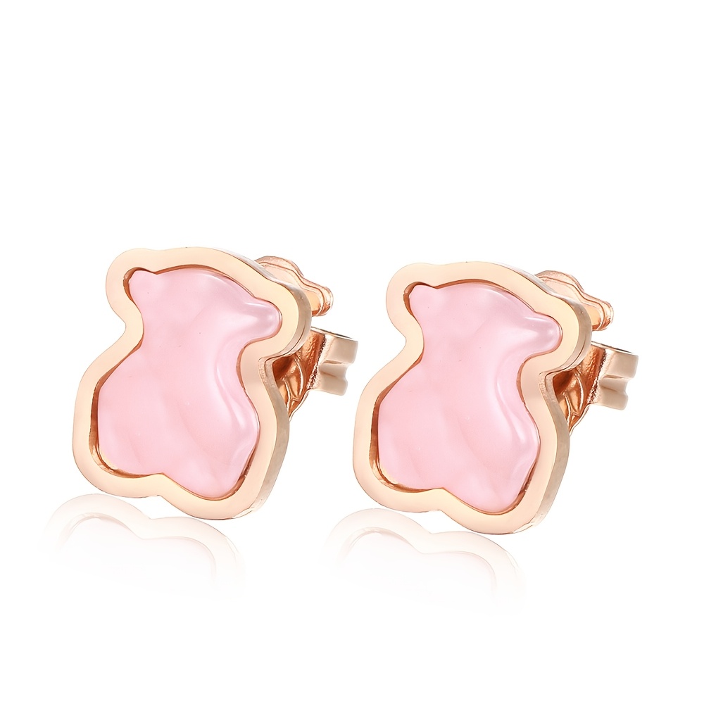 

1 Pair Luxury Rose Golden Stud Earrings For Women, Stainless Steel Fashion Jewelry, & Gift-ready Accessory, Novelty Earrings