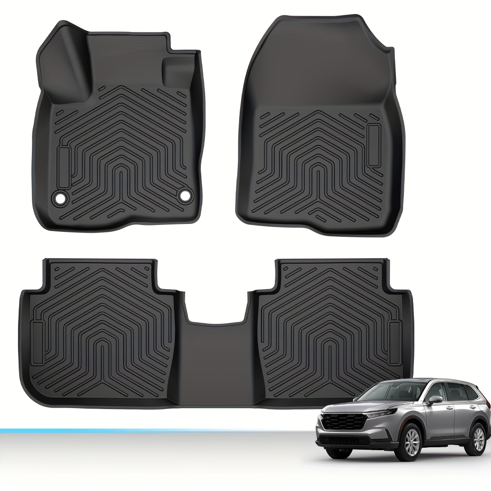 Floor Mats For The 2023-2024 For (including Hybrid Models), Featuring Tpe Material And Full Coverage In A Set Of Three, Colored Black
