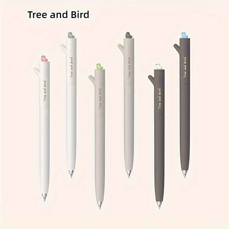 

Stylo gel Creative - Design arbre et oiseau, pointe CS noire de 0,5 mm, multifonctionnel pour , et - Six couleurs disponibles