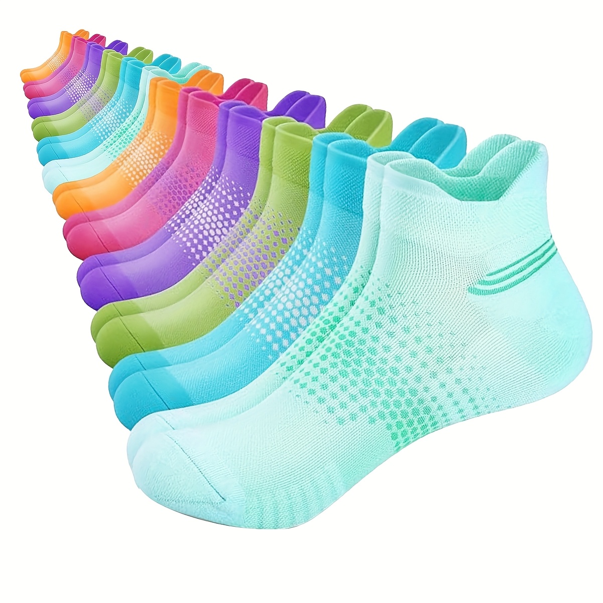 E-shop 6/12 Paar Damen Sportsocken, Atmungsaktive Laufsocken für alle Jahreszeiten mit Doppelohr-Design und lebendigen Farben