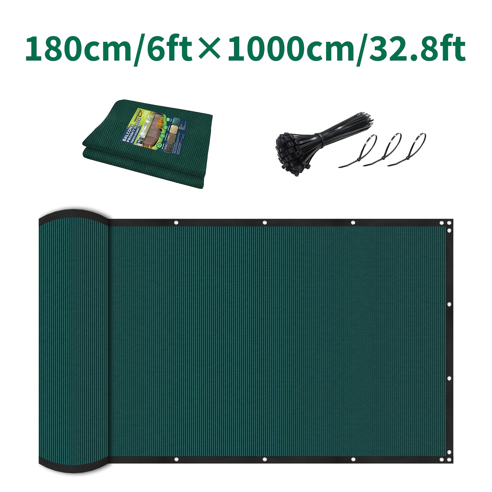 Green Fence Privacy Screen, Windshield Sunshade Net, 90% Uv Blocking Rate, Black Border With Grommets, Heavy-duty Commercial Grade, Suitable For , Gazebos, And Lights, Includes Zip Ties