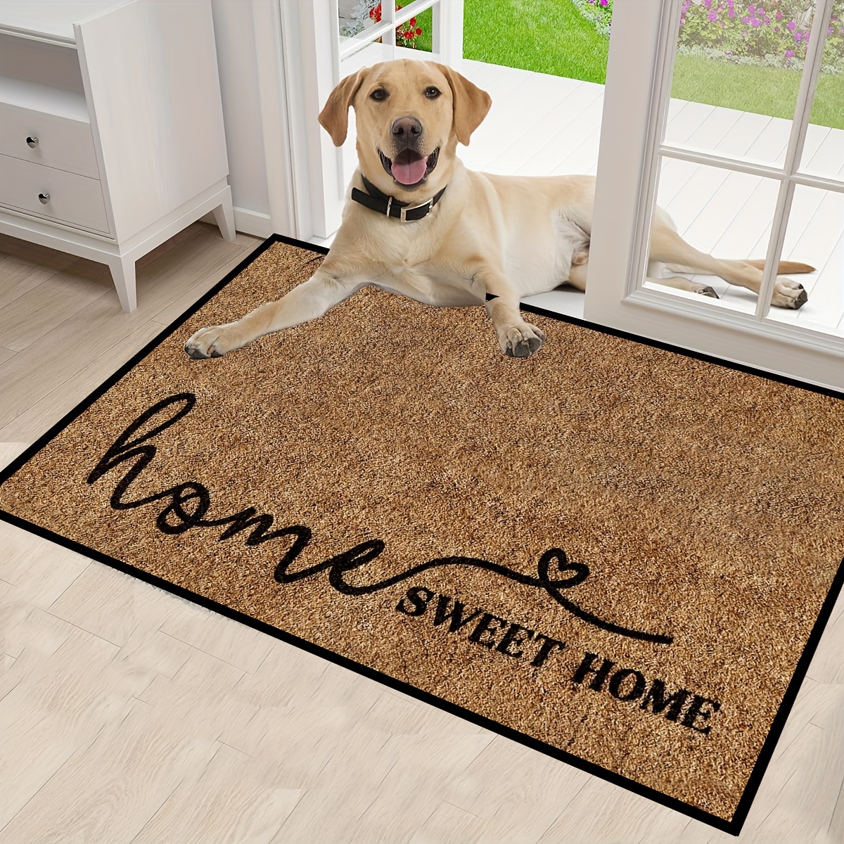 

1pc Welcome Doormat Polyester Machine Washable Rectangle Non-slip Stain Resistant Entrance Rug For Indoor Outdoor Use - Soft Crystal Velvet Floor Mat For Living Room, Bathroom, Doorway