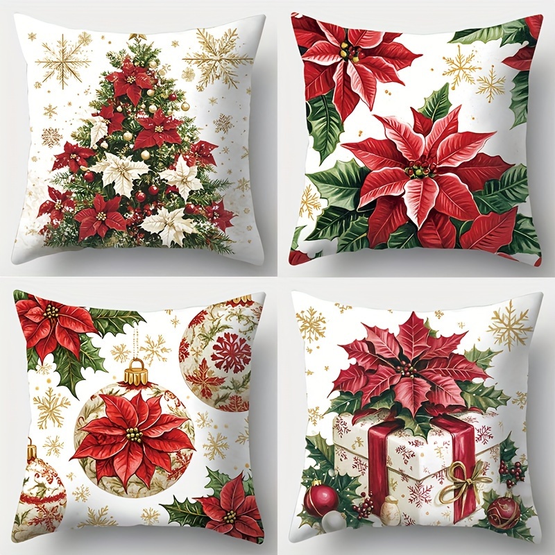 

4pcs, The Christmas Incorporates Christmas , As Christmas , Poinsettias, Etc. The Are Red And . The Is Of And