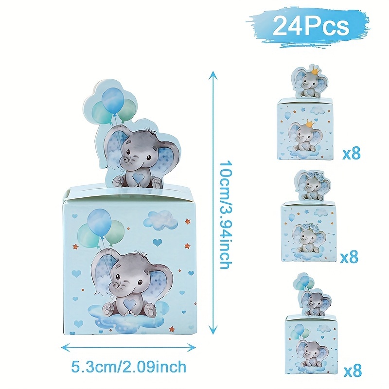 Image of Gift For Her/him 24pcs, Baby Shower Elephant Gifts Box, Paper Packing Boxes, Gender Reveal Decor Supplies, Happy Birthday Party Paper Boxes