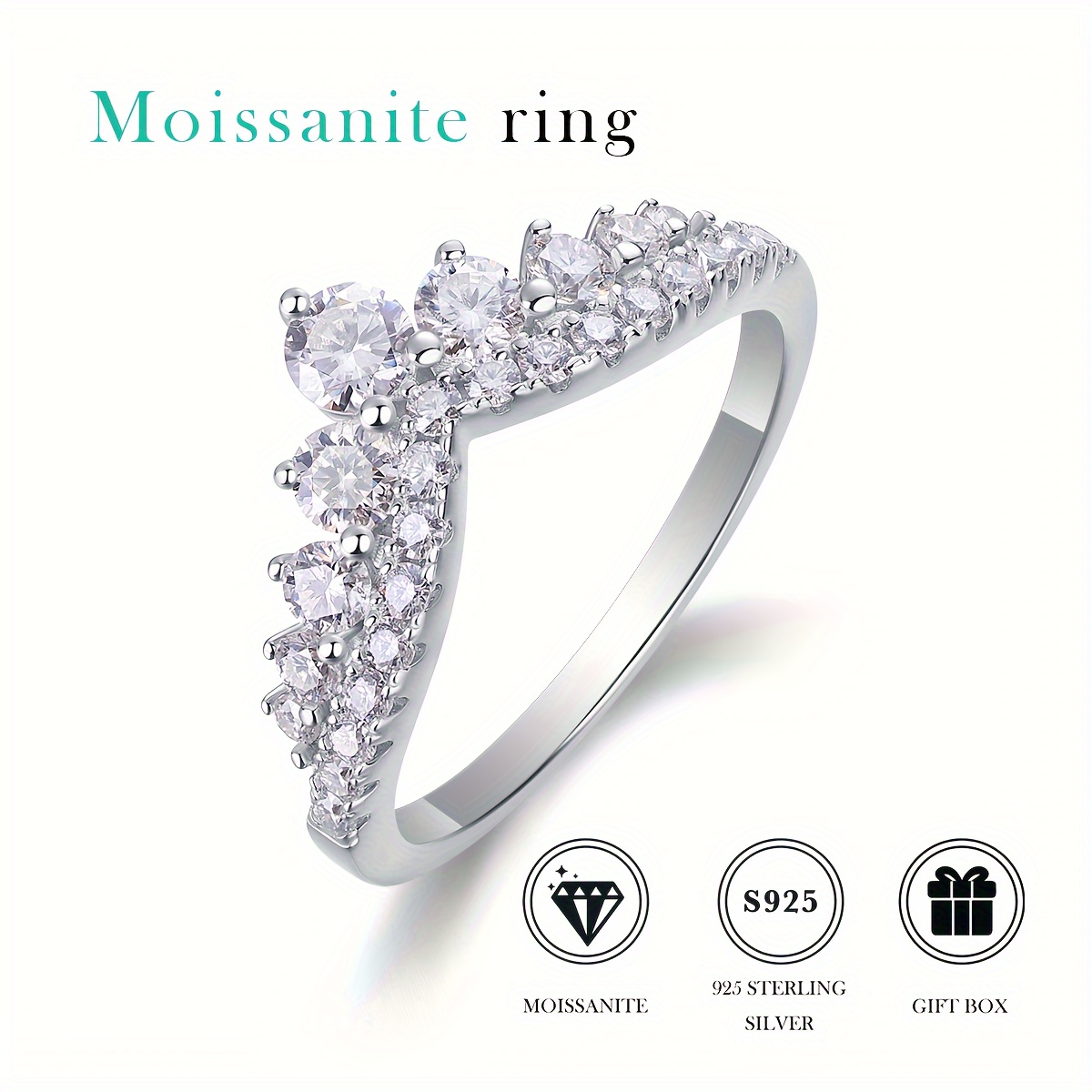 

1pc Dazzling Hypoallergenic Moissanite Ring, 925 Sterling Silver-perfect For Engagement, Wedding Anniversaries & All Occasions