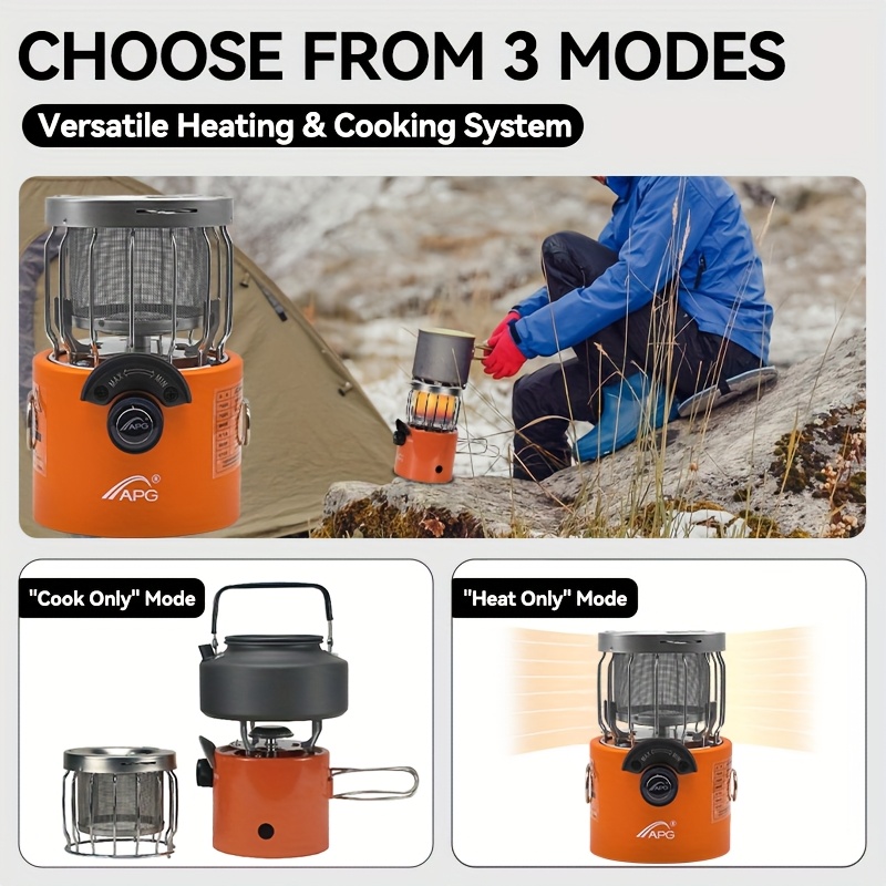 [1pc Portable Propane Heater] 1pc Portable 9000 BTU Propane Heater & Stove Combo | Stainless Steel with Powder Coated Finish, Foldable Legs | For Camping, Hiking, Picnics & Winter Heating, Indoor/Outdoor Use, No Electricity Needed, Compact Design, Durable Construction