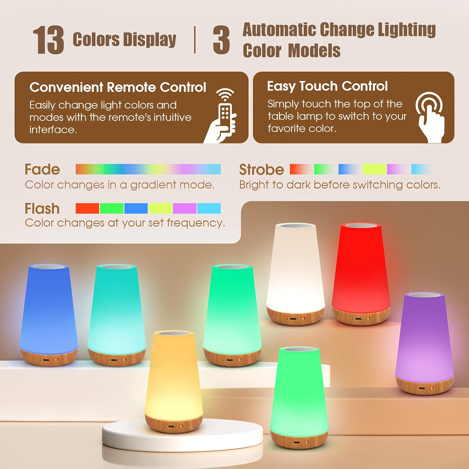 touch night light new bedside lamp remote control Temu Canada