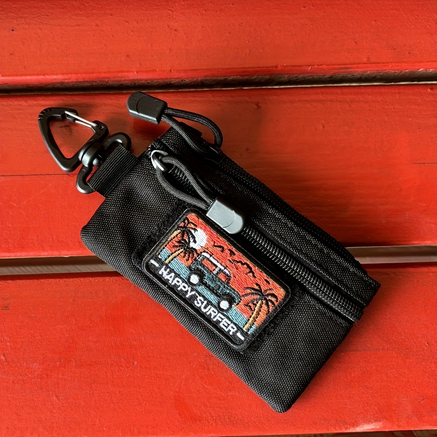 TEMU Outdoor Leisure Waist Pouch For , Portable Car Keys, And Card Storage, Featuring A Zipper Small Wallet Made Of Nylon For Men