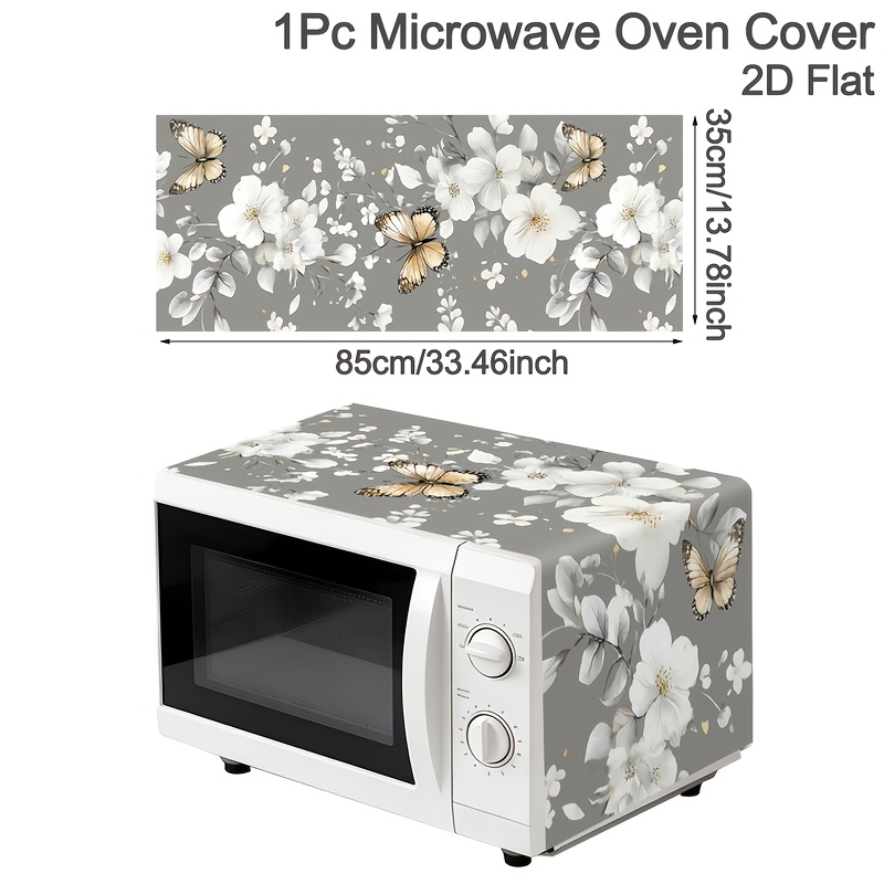 TEMU 1pc Cubierta para horno microondas, 35X85Cm y Diseño de Flores de , Cubierta antipolvo para horno microondas, Cubierta antipolvo de poliéster