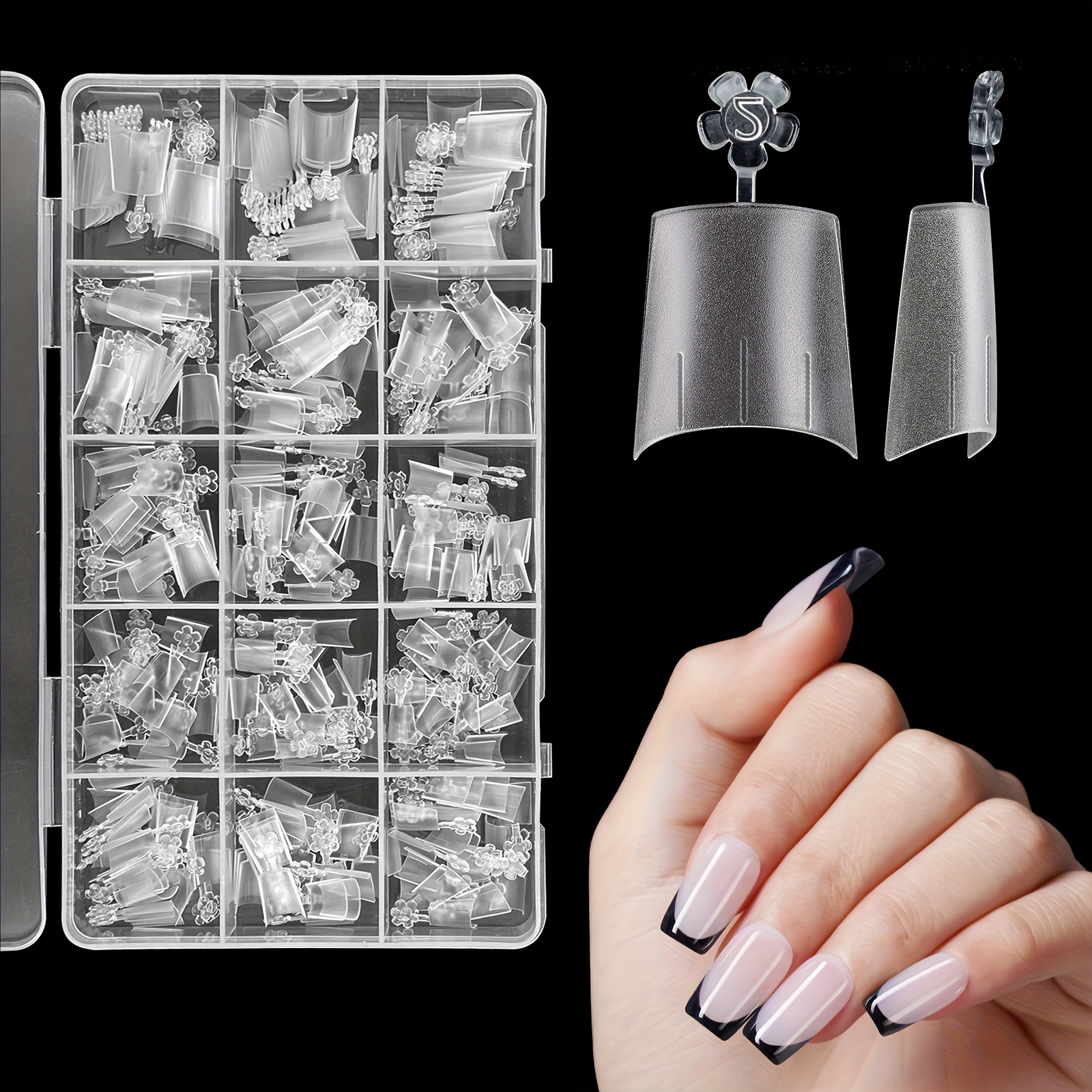 

330pcs Short Coffin Nail Tips 15 Sizes Acrylic Clear Half Cover Nail Tips False Gel Nail Tips Fake Matte Nail Tips Nail Extension Press On Nail Tips For Nail Manicure Home Diy