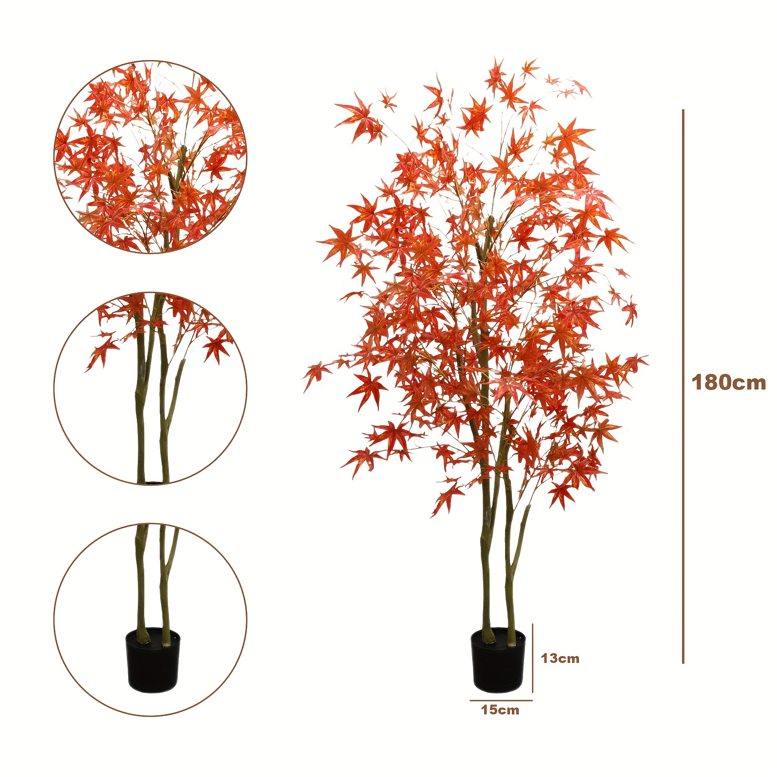 2er-Set künstliche Ahornbäume (180 cm) – Herbst-Dekoration für drinnen & draußen