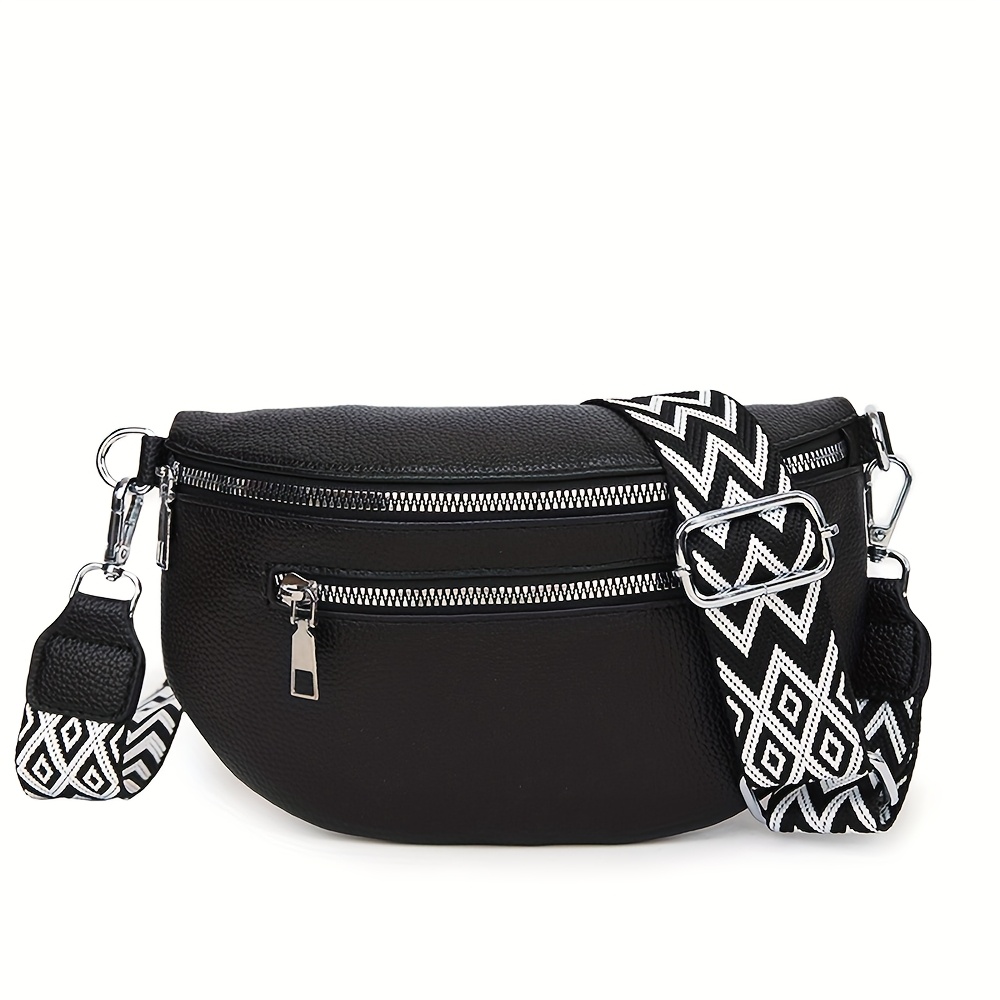 Image of Women's Chest Bag Waist Pack Fashion Colorful Gray White Pink Athletic Style Crossbody Bag Contrast Adjustable Wide Strap Shoulder Bag Suitable For Women' Exercise Use