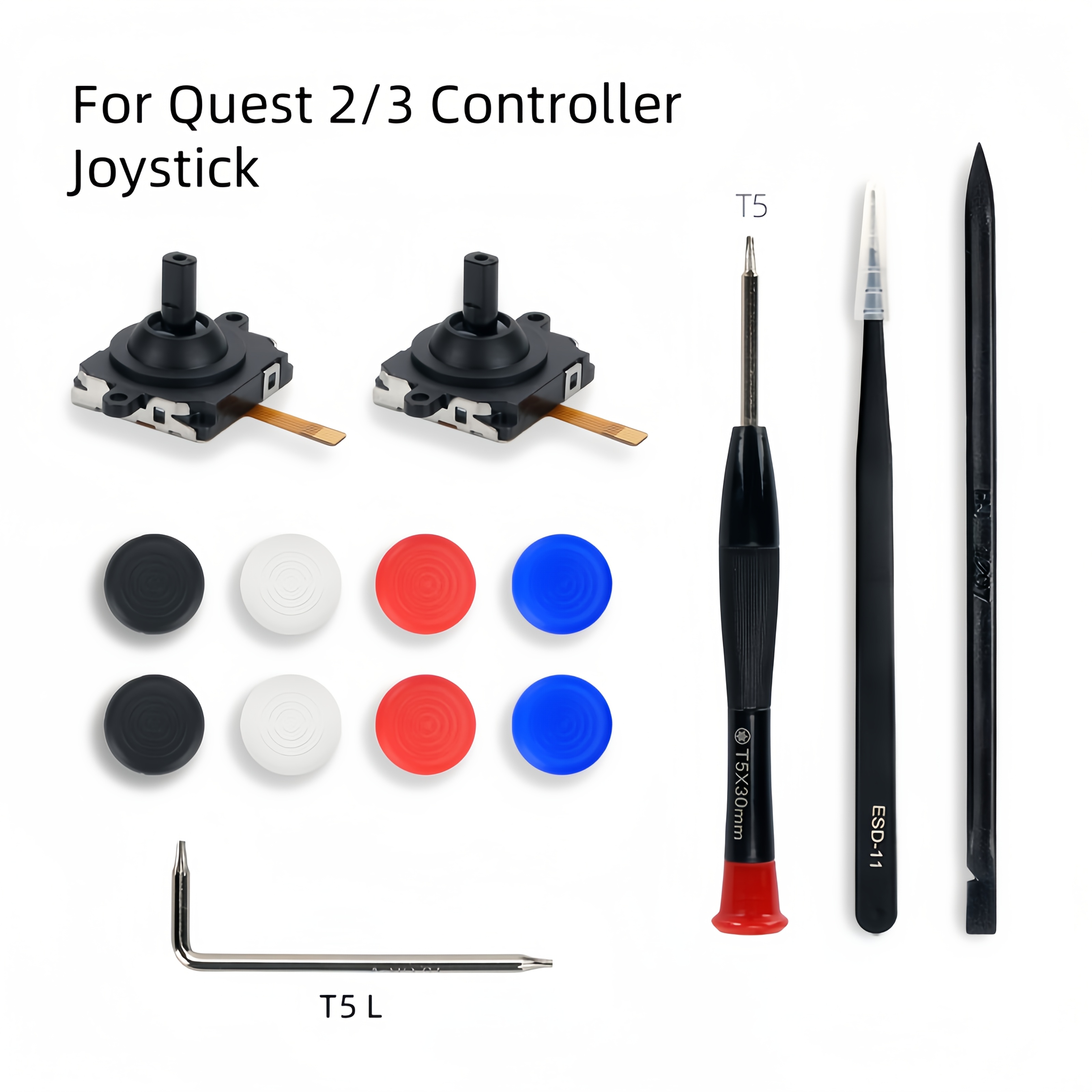 TEMU Kit de reemplazo de joystick para controlador Quest 2/3 con desmontaje - Compatible con auriculares Oculus VR, multicolor (//azul/), piezas de