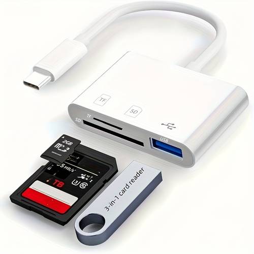 3-in-1 usb-c sd-kartenleser mit dual slots & usb-c anschluss - kompatibel mit , /air/mini, und mehr usb-c geräten - schnelle datentransfer, usb c kartenleser, geräteverbindung, moderne konnektivität, transfer