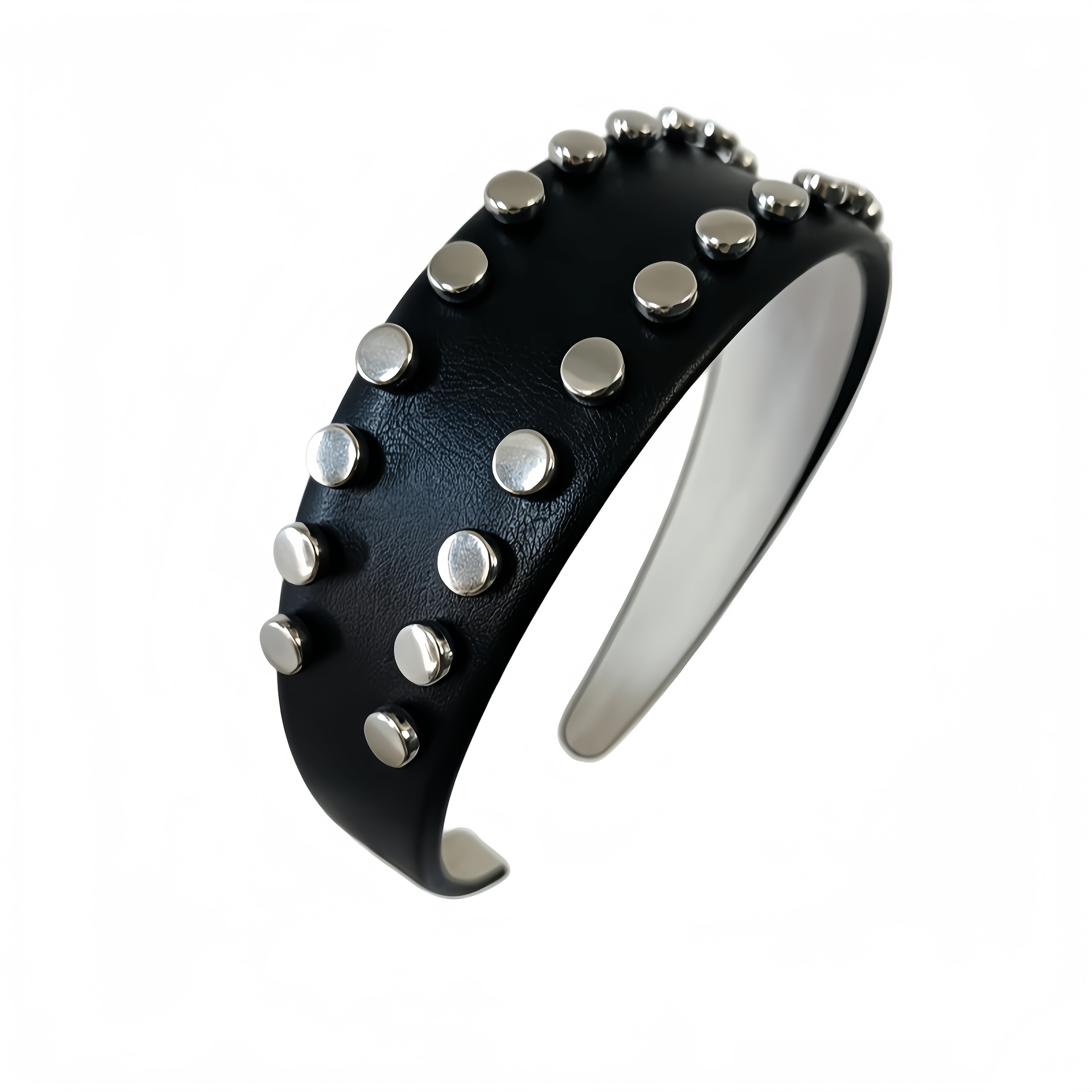 TEMU Women's Fashion Premium Large Rivet Wide Band High Crown Headband, Suitable For Daily Casual All-match White-covering Hair Pressing Face Washing