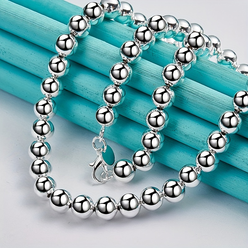 

Stylish 8mm Smooth Hollow Beads Ball Chain Necklace For Man, Fashion Jewelry Gifts