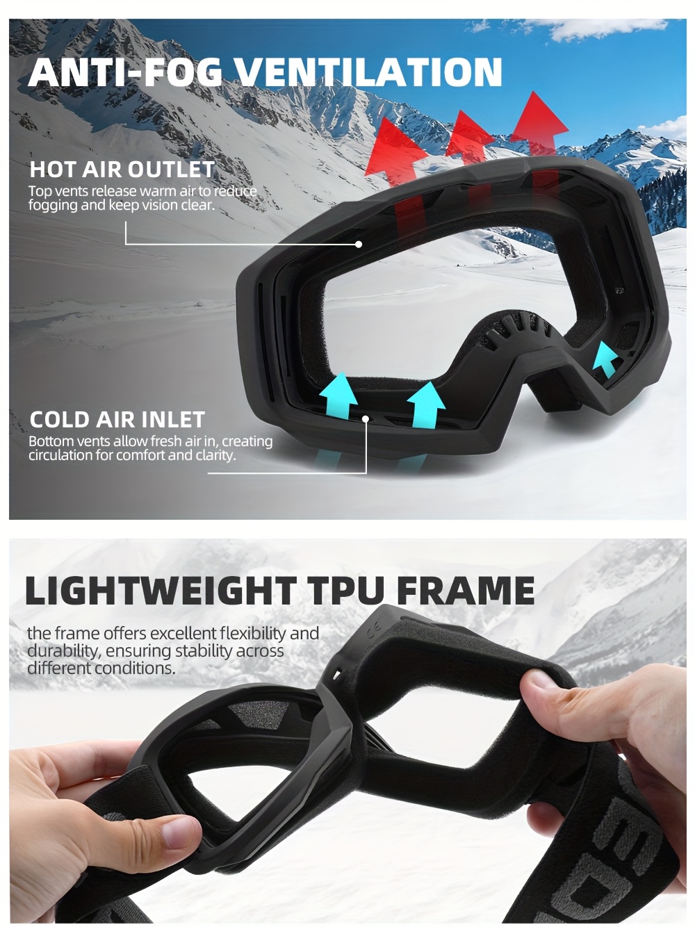 2-Pack Trendy Ski Goggles Ultra Lightweight High Cost-Effective