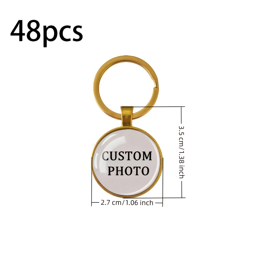 TEMU Gift For Her/him 48 Golden Round Custom Time Gem Keychains, Custom Pictures And Photos, Personalized Keychains, Bulk Customization, Suitable For