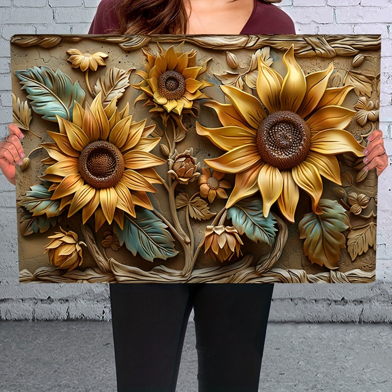 

1pc 2d Wooden Framed Canvas Painting Sunflowers Wall Art Prints For Home Decoration, Living Room & Bedroom, Festival Party Decor, Gifts, Ready To Hang