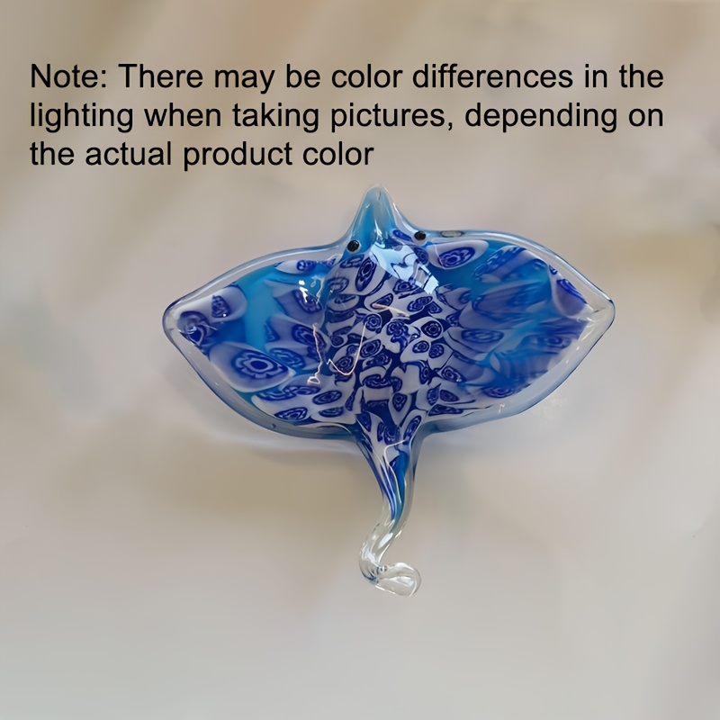 TEMU 1pc Hand-blown Glass Ray Ornament - Handcrafted Suitable For Ocean-themed Tabletop Decor, Modern Suitable For & Office Decoration, Paperweight