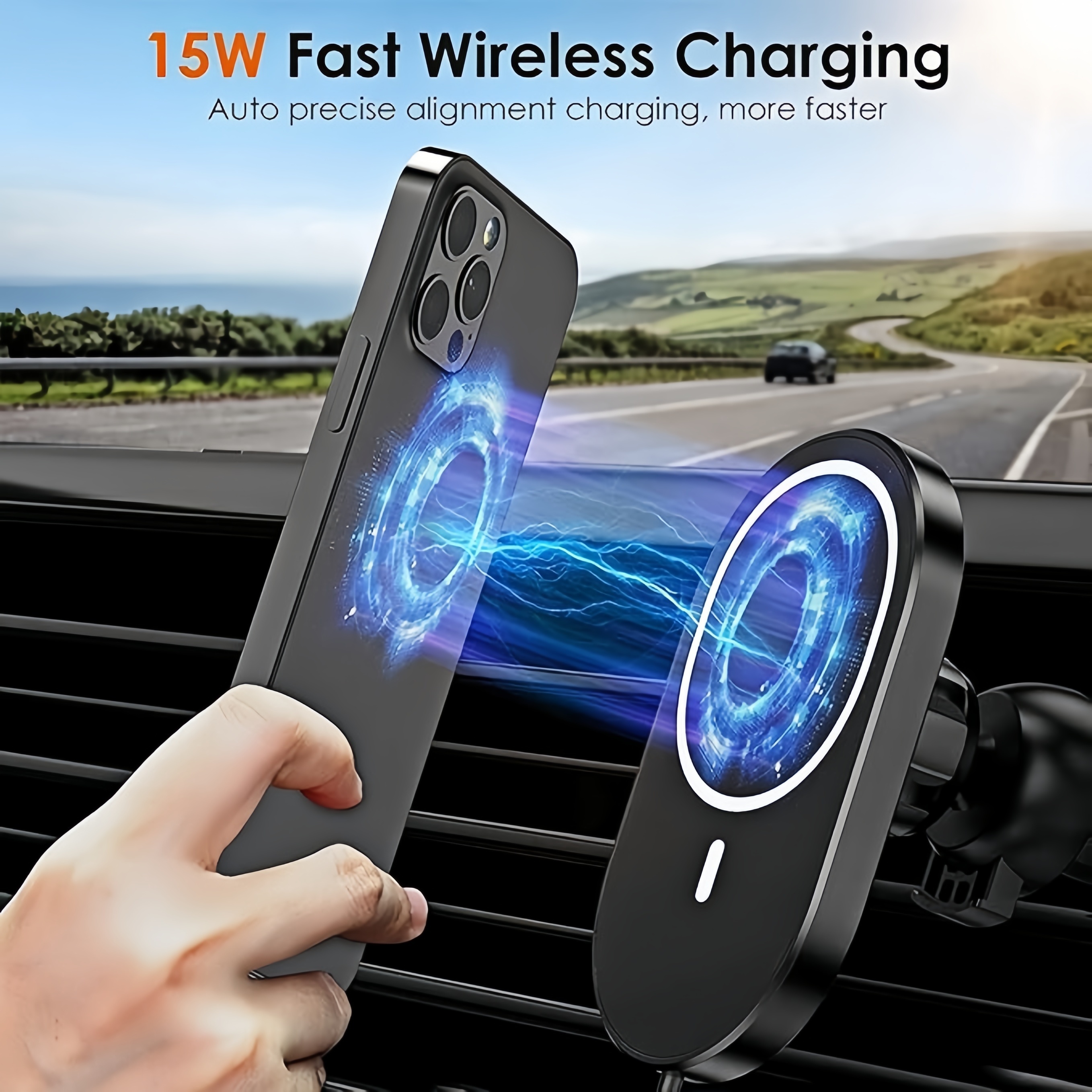 

Phone Charger, Wireless Charger, Car Phone Holder, Super Suction Not To Drop ( ), 15w Wireless Charger ( 7.5w For Iphone), Compatible /15/14/13/12/11/11 Pro/ And