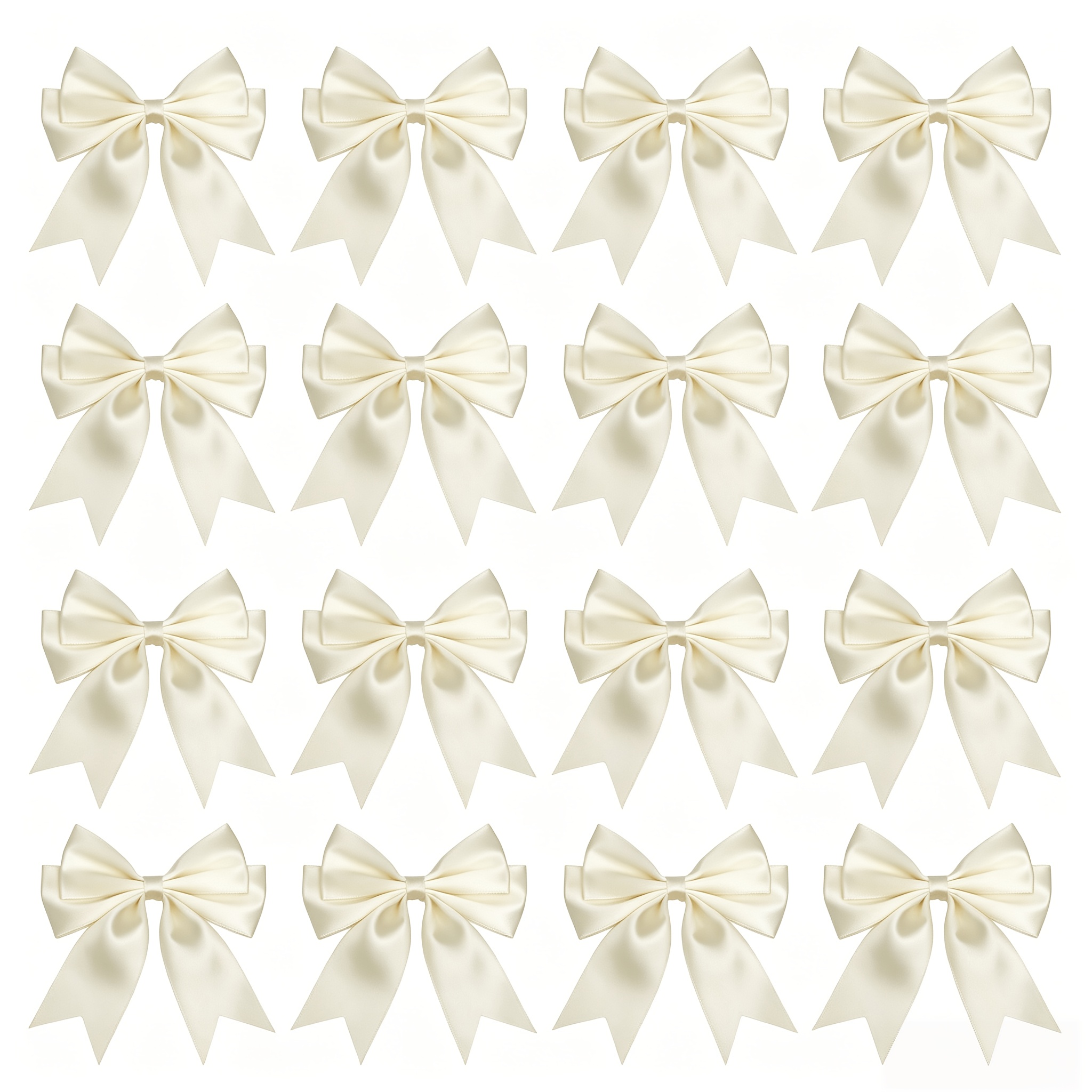 TEMU 16-pack Off-white Satin Bow Christmas Tree Ornaments, Exquisite Finished Bows, Suitable For Christmas Decor, Gift Boxes, And Bouquet Wrapping