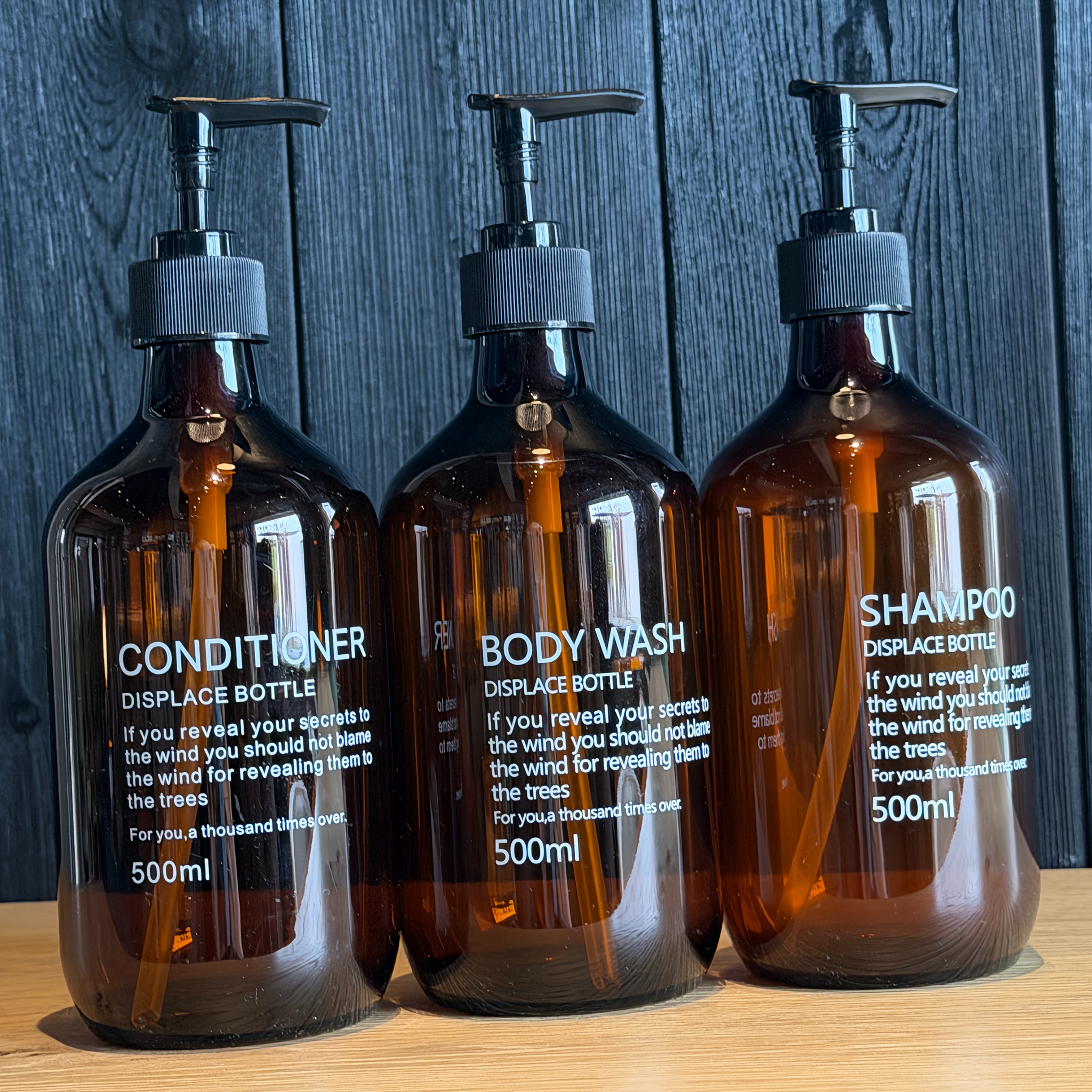 TEMU 3pcs 500ml Plastic Refillable Empty Bottles; Suitable For Shampoo, Conditioner, Shower Gel In Hotel Bathrooms, B&b Reception Desks, With White