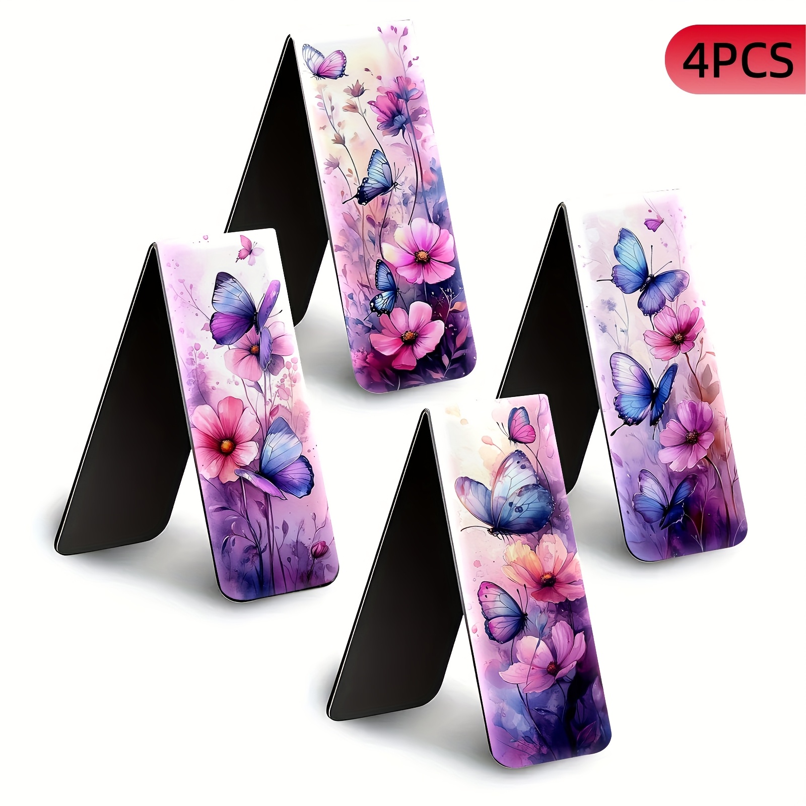 Image of 4pcs Magnetic Bookmarks | Folded Page Markers | Garden | Book Clips For Teachers Book Lovers | Great For Journals, Planners, Office Use Reading Accessories Gift Stationery