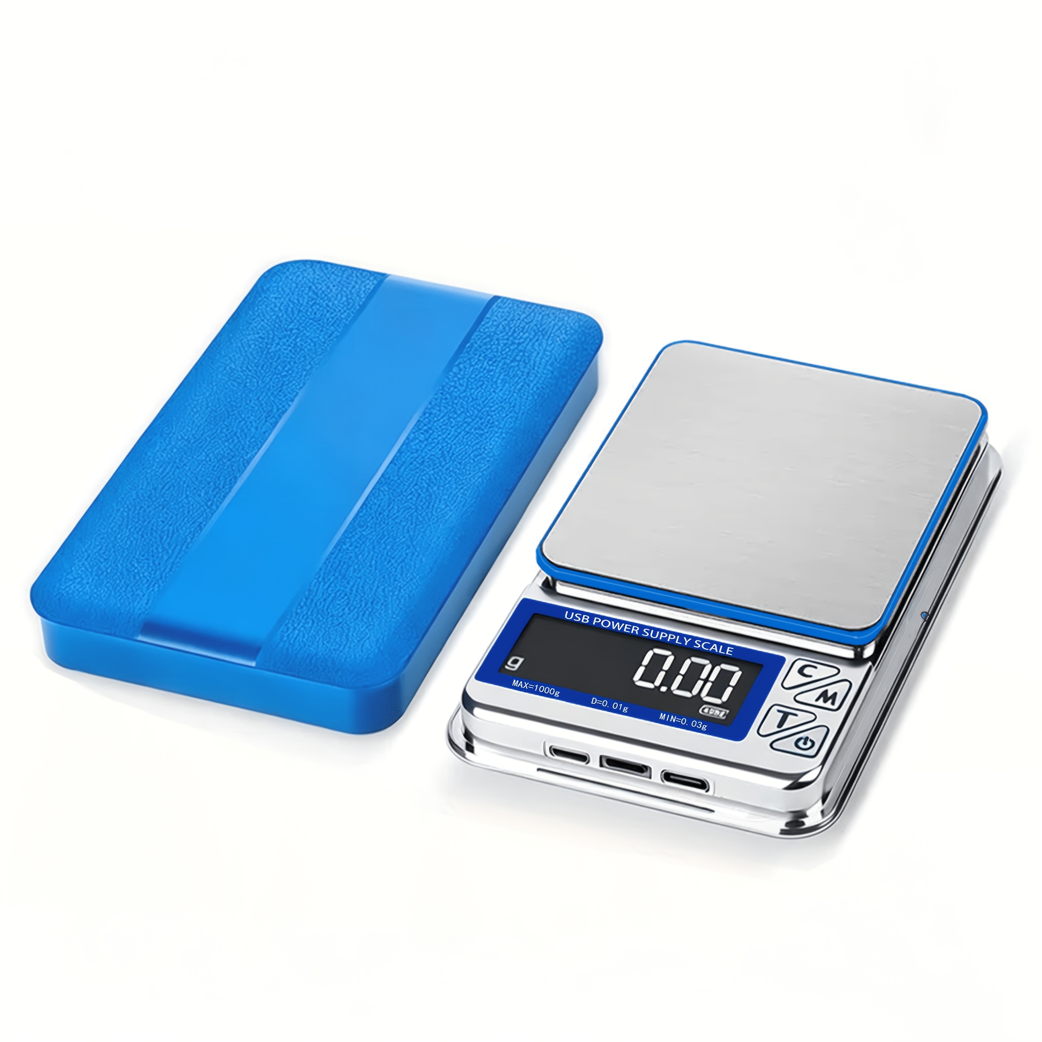 TEMU Stainless Steel Digital Scale - 1000g X 0.01g, Usb Rechargeable With Lcd Display For Jewelry, Kitchen & More