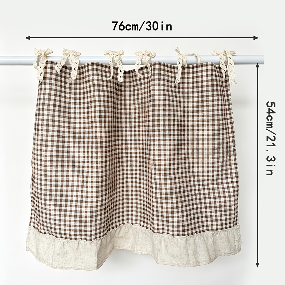 TEMU Ruffle Trim Oven Curtain With Ties, Kitchen Decorative Curtain