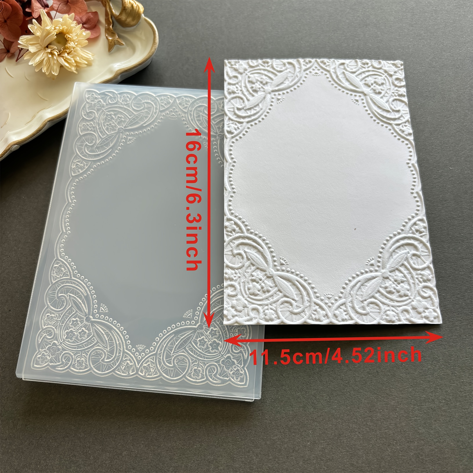E-shop Neuerscheinung Vintage 3D-Prägeordner für DIY-Scrapbooking, Kartenherstellung & Fotoalben – Symmetrischer Blumen-Prägeordner für Papierkunst,