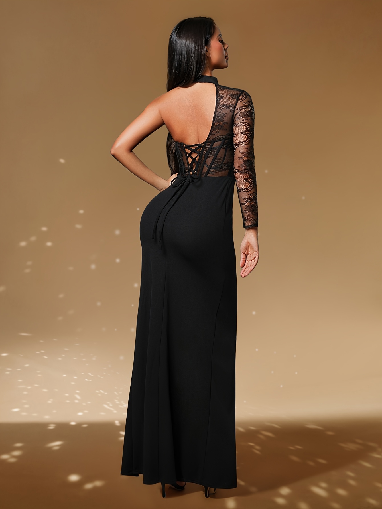 a womens evening gown a choker style bodice one shoulder - Temu