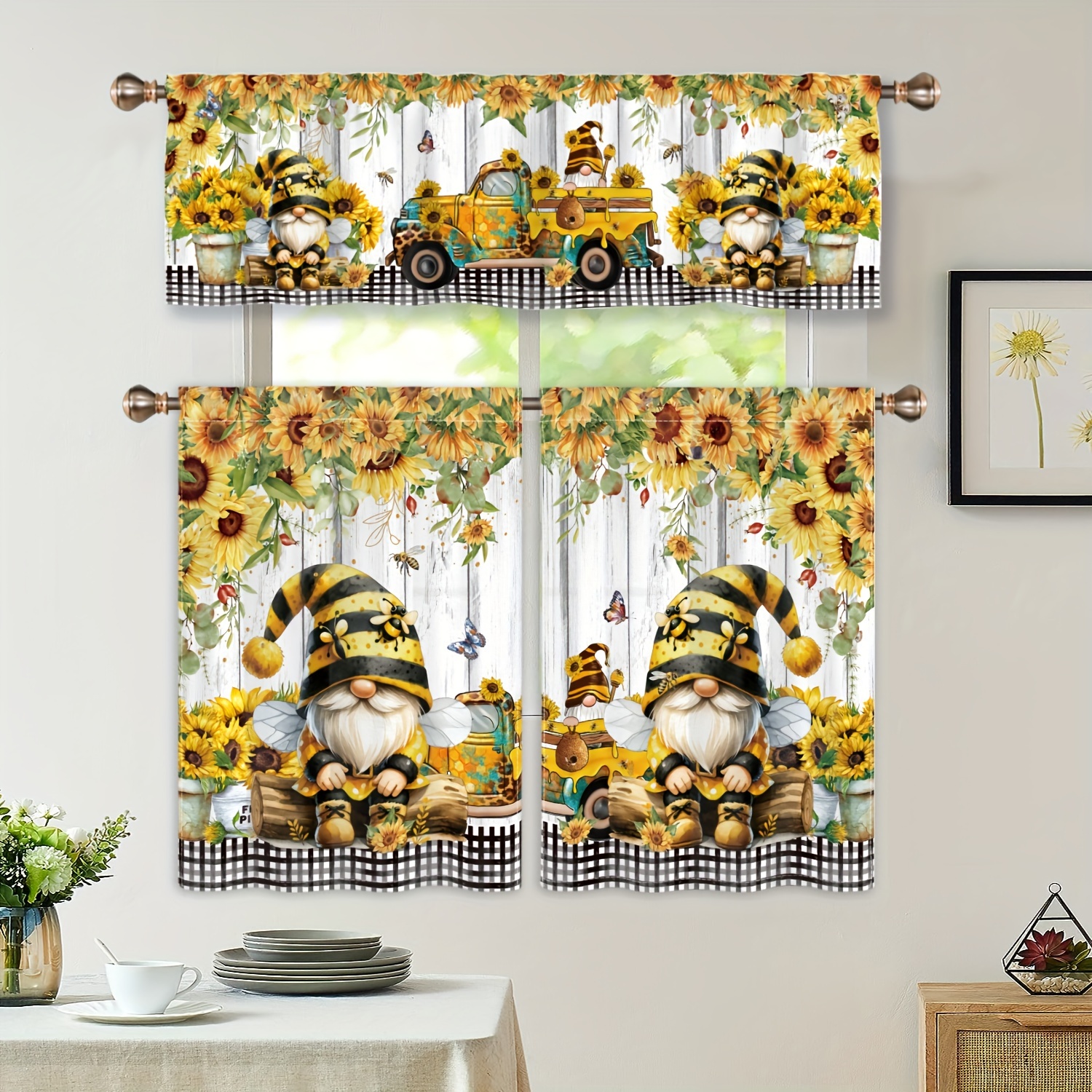 

And Curtains - 1pc Valance/2pcs Panels - Rod - Printed , , , Decor - No Ironing - Pattern - No - - -120g - Hanging : Rod