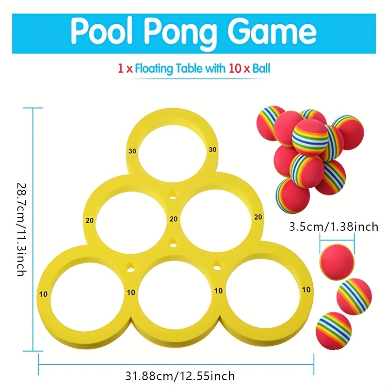 1 set includes 10 balls + 1 triangular backboard for Family Gathering Water Sports Floating Pool Toys, Throwing Game Mat Small Ball Table Game - Durable And Safe Throwing Game | Water Coordination Swimming Pool Water Sports Floating Pool Game Throwing Toys