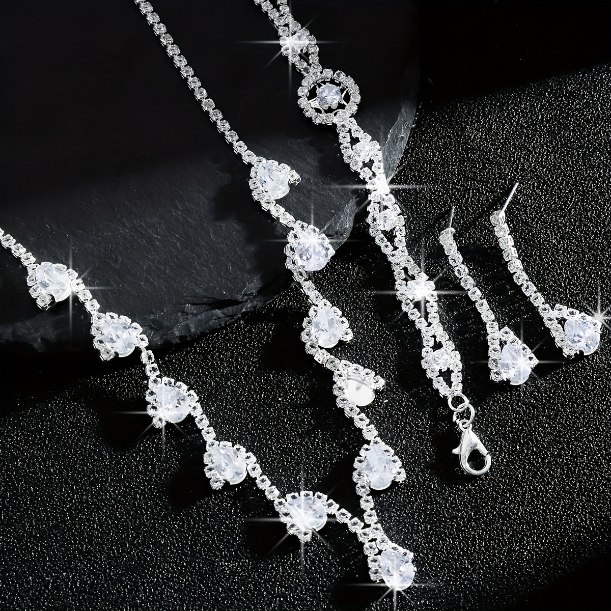 Stylish Zirconia Heart Jewelry Set for Wedding