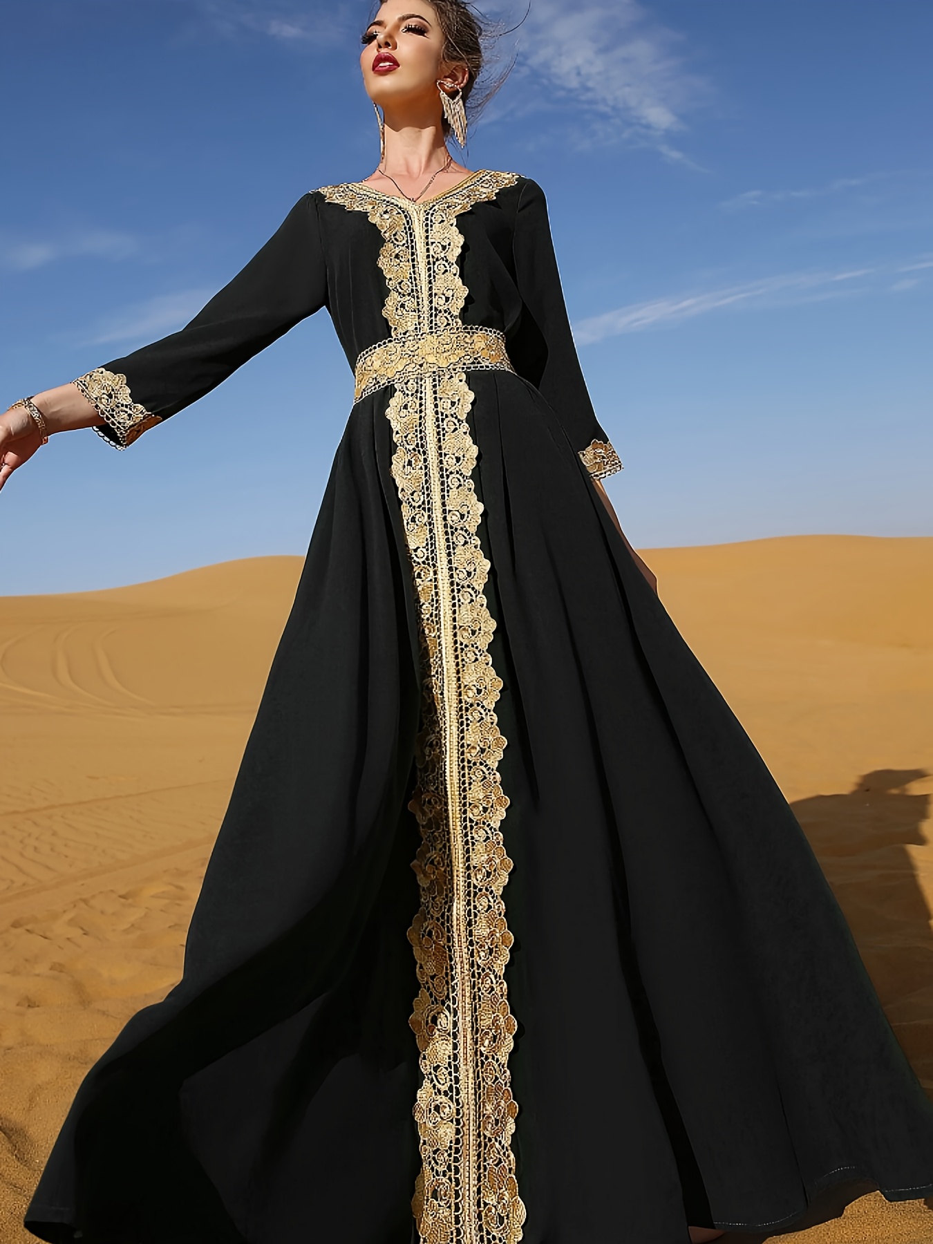 womens elegant vintage middle eastern inspired long sleeve Temu