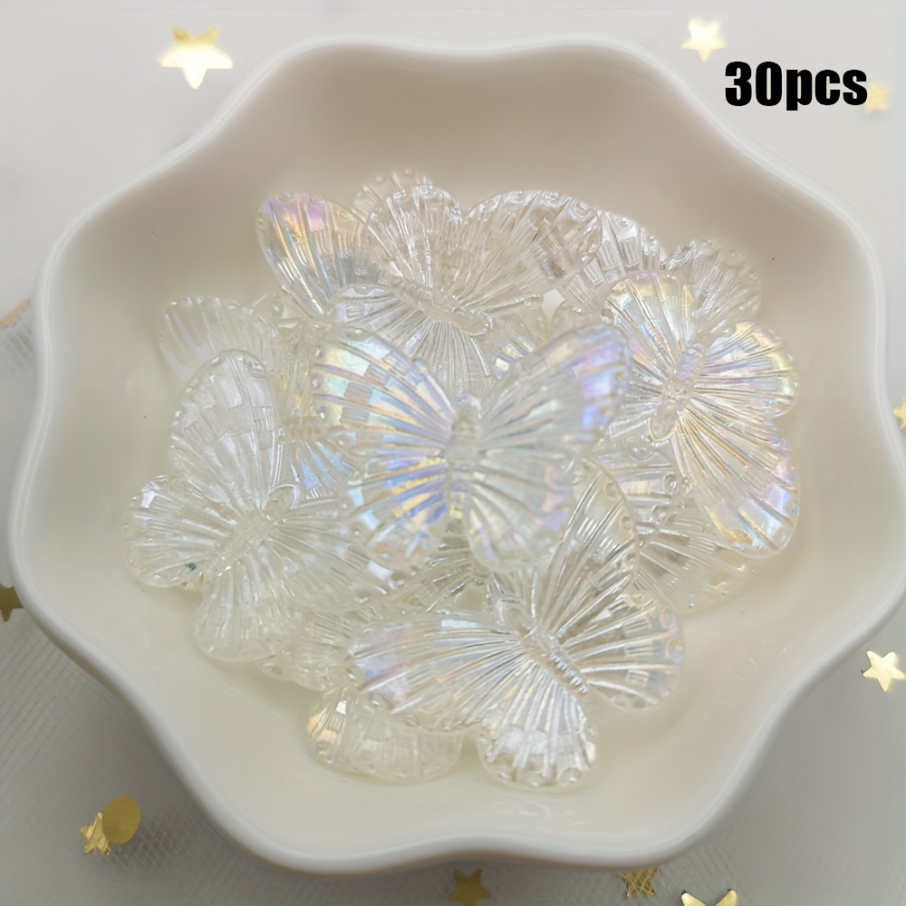 TEMU 2d Flat, 20/30pcs 2.0*2.7cm/0.78*1.06in Random Color Mixing Color Transparent Plated Flat Back Resin Cabochons Scrapbooking Diy Handmade Beading