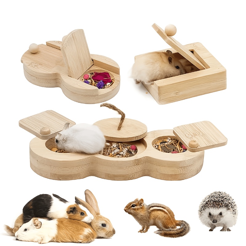 3 Interactive Wooden Rabbit Toys for Small Animals
