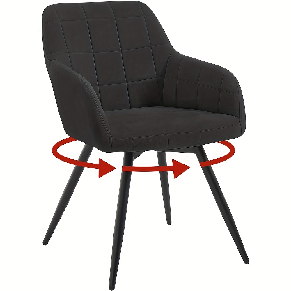 TEMU 1pc A Dining Chair, A Swivel Design, Made Of Velvet, Ergonomic For The Kitchen, Featuring Metal Legs, With A Backrest And Armrests Suitable For