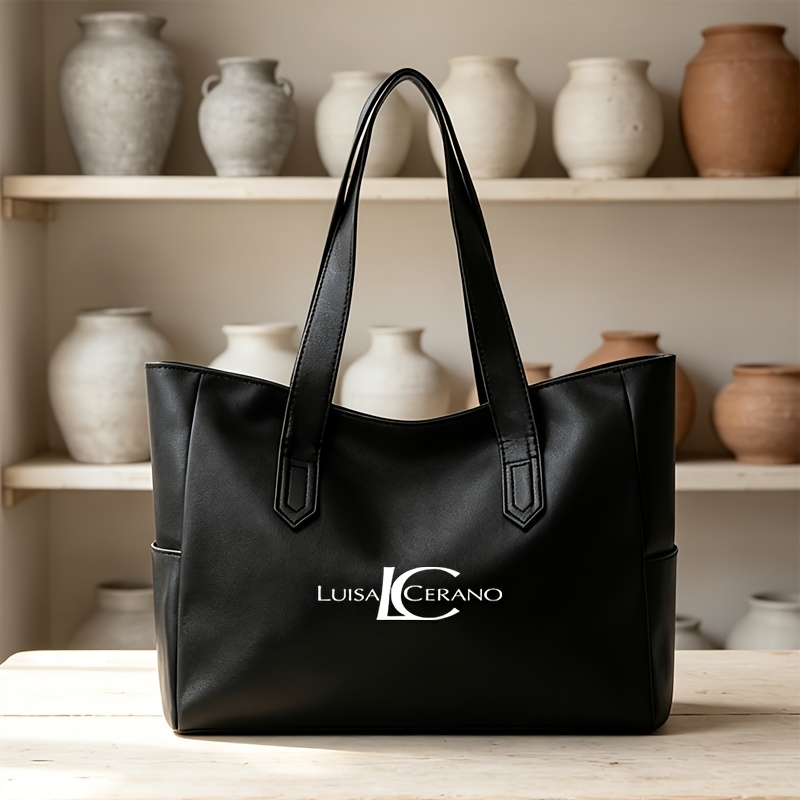 TEMU Women's Tote Pole Business Tote Bag Large Capacity Soft Shoulder Bag Daily Commuter's All-matching Handbag Travel Bag Versatile
